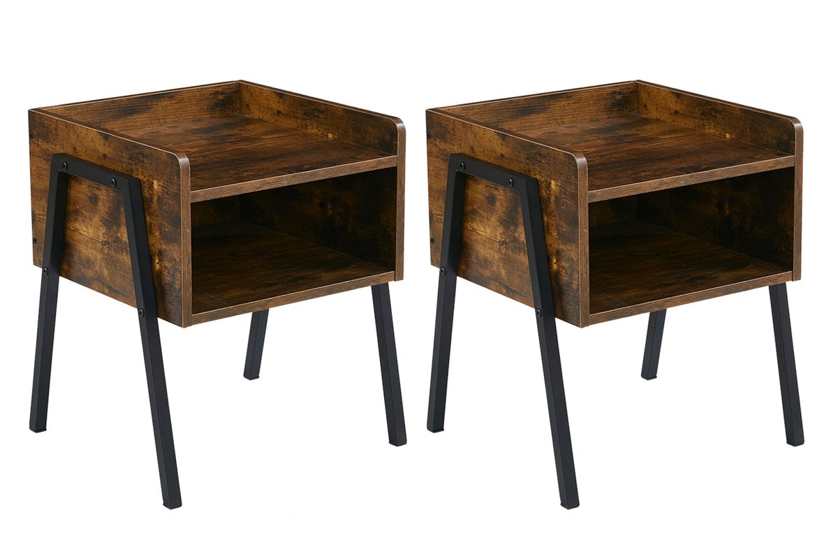 Anchor 2 Nightstand Bedside Rustic Low Side End Tables Open Front