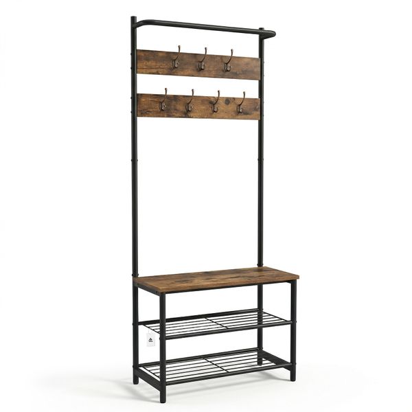 Topika Coat Rack With Shoe Rack And Bench Clothing Rack Entryway Storage