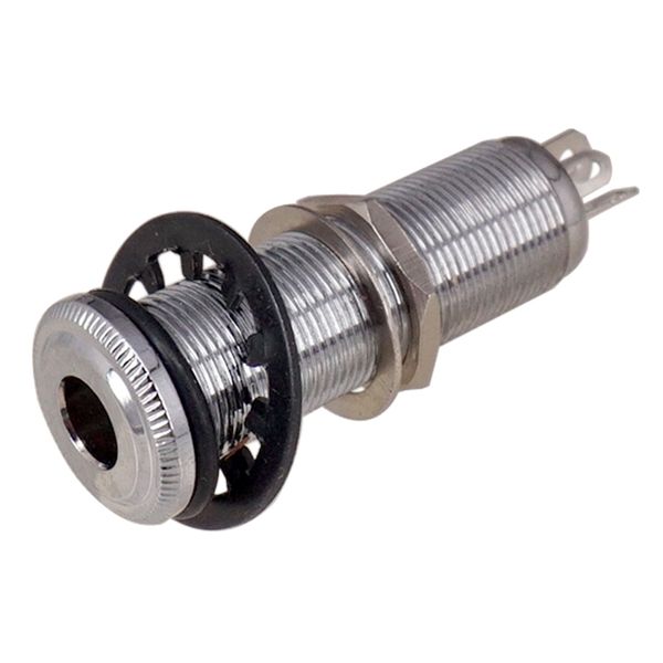 6 35Mm Brass Threaded Cylinder Bass Guitar Jack Socket Silver