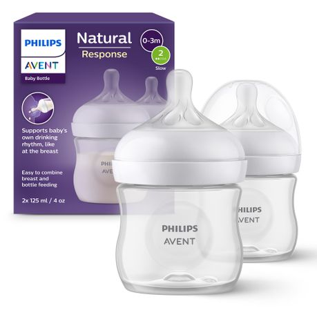 Philips Avent Natural Response, 2 Baby Bottles 4oz/125 ml with Slow Flow Image