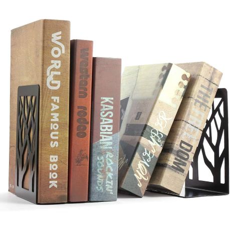 Simple Bamboo Wood Bookends Large Capacity Office Book Ends Heavy Duty