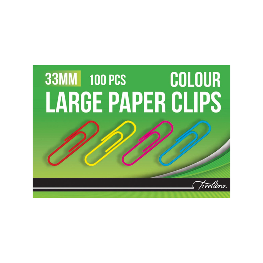Treeline Large PVC Coated Paper Clips 33mm Assorted Colours 5 x Box