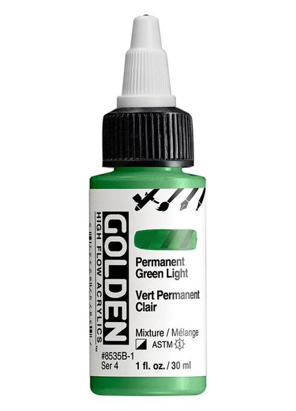 High Flow Acrylics by GOLDEN, 30ml / 1fl.oz - Permanent Green Light