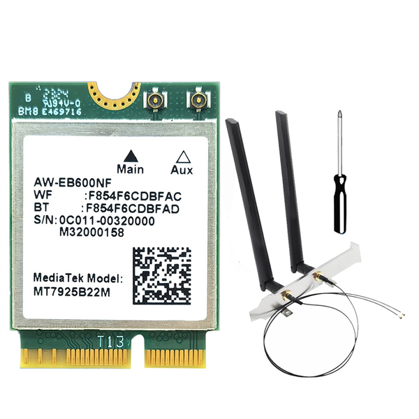 Mt7925 Wifi 7 Card+Antenna 5400Mbps 2 4G/5G/6G Bt5 3 Wifi Card Adapte