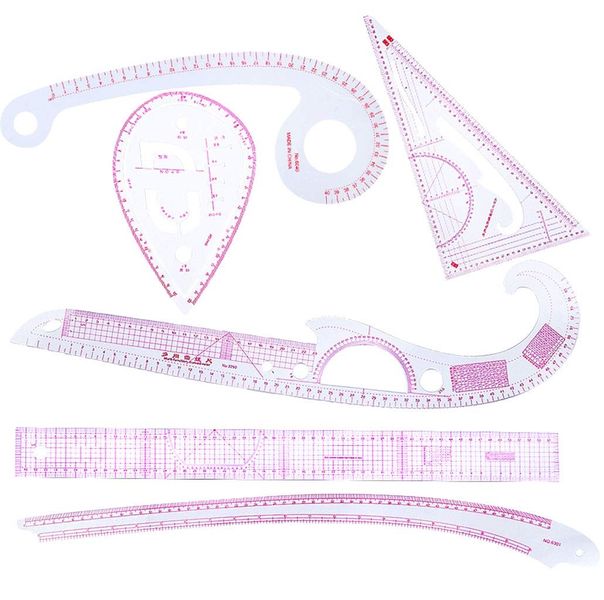 6 PCS Sewing Ruler Set French Curve Ruler Clear Metric for Pattern Making