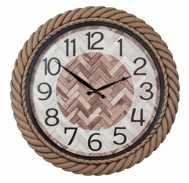 Vintage Plastic Wooden Look Design Wall Clock - (40x40cm)