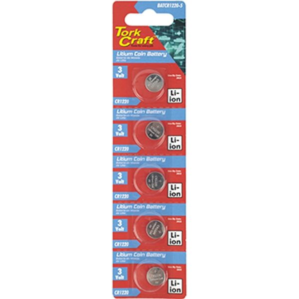 Cr1220 3V Lithium Coin Battery X5 Pack (Moq 20)