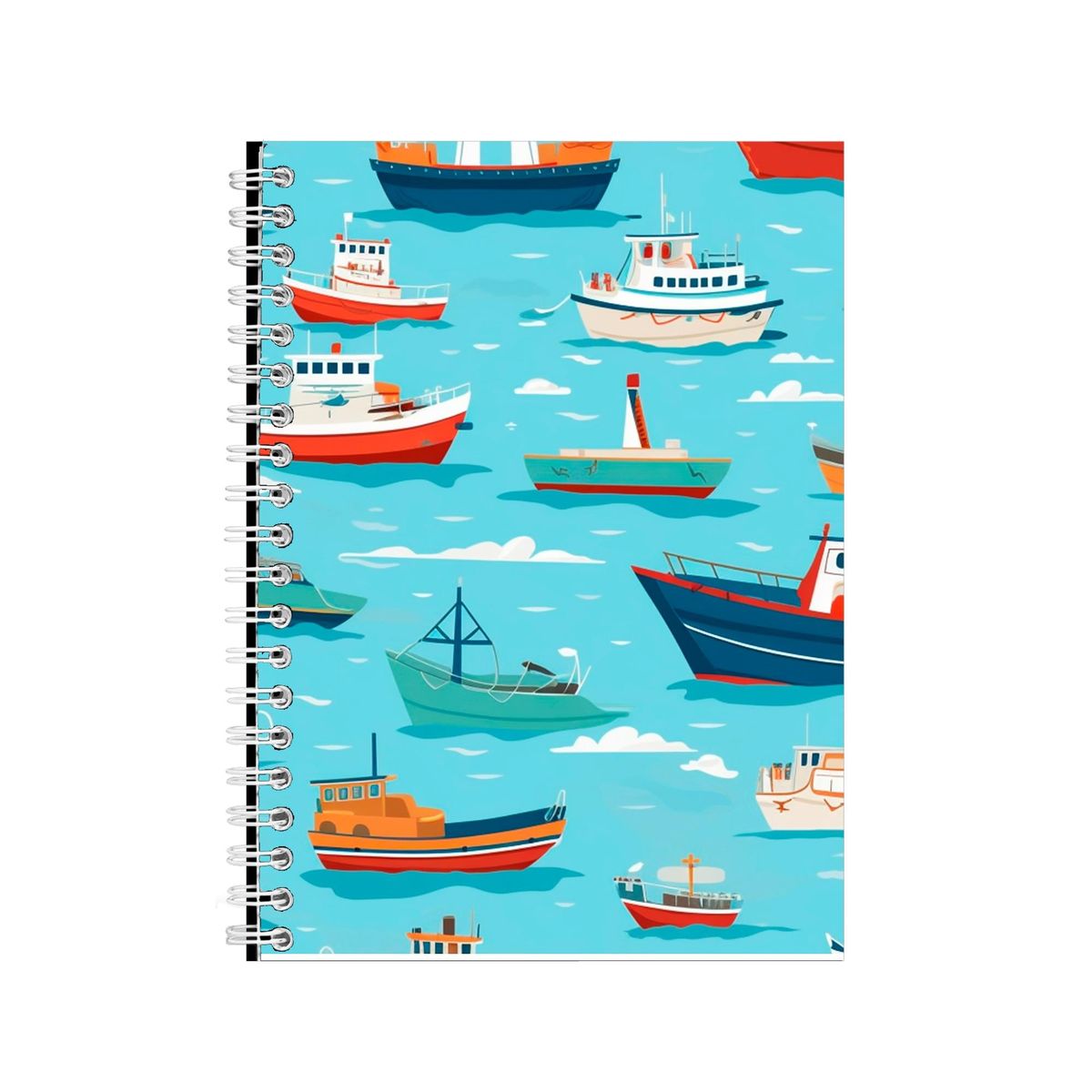 Boats_7 A5 Notebook Spiral Lined Boat Patterns Graphic Notepad Present ...