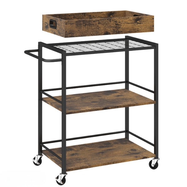 Anchor Kitchen Trolley 3-Tier 86cm Bar Cart Serving Cart | Lockable Wheels