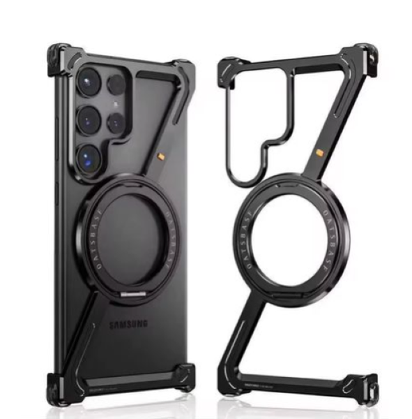 Metal Aluminum Z Frame Case Compatible with Galaxy S25 Ultra (BLK)