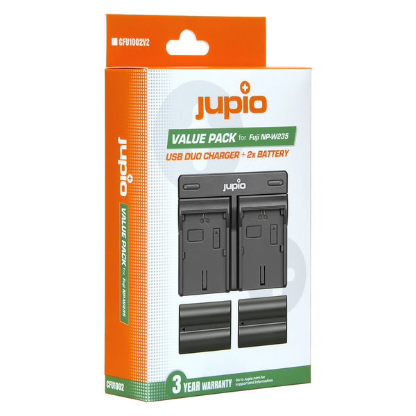 Jupio Value Pack x2 Battery Compatible w/ Fuji NP-W235 + USB-C Duo Charger