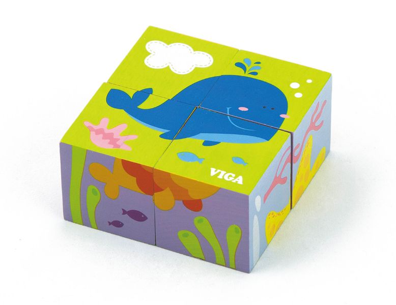 VIGA Cube Puzzle -Sea (4pc, 6 Sided)