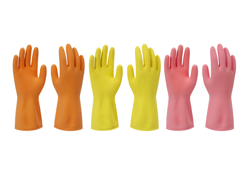3-Pack Rubber Gloves Kitchen Household Cleaning &amp; Gardening Non-Slip Grip
