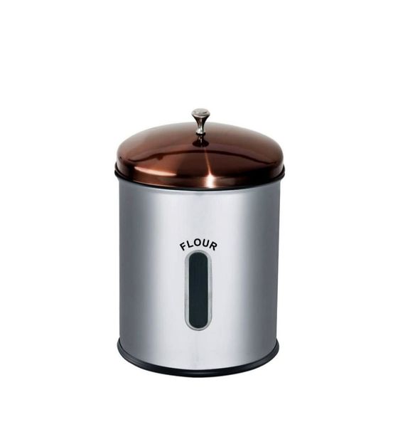 Stainless Steel 5L Storage Canister (With Rosegold Lid) - Flour