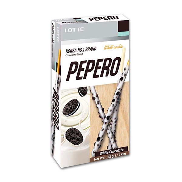 Lotte Pepero White Chocolate &amp; Cookie-Covered Biscuit Sticks 4 x 32g