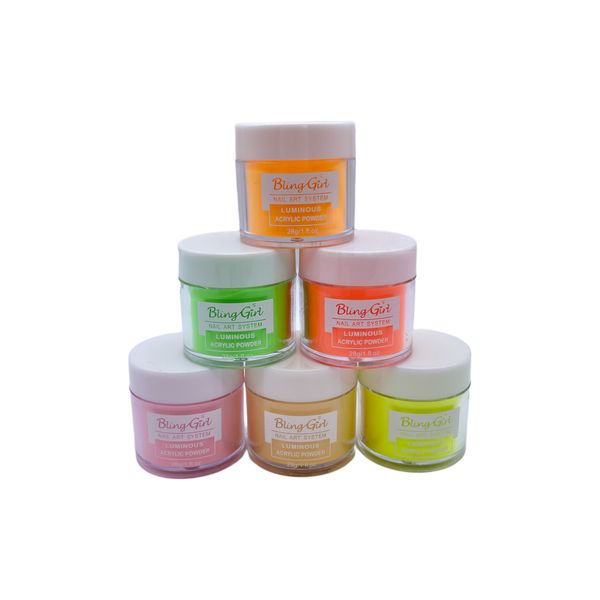 Bling Girl 6Piece Nail Art System Luminous Acrylic Powder #13-18