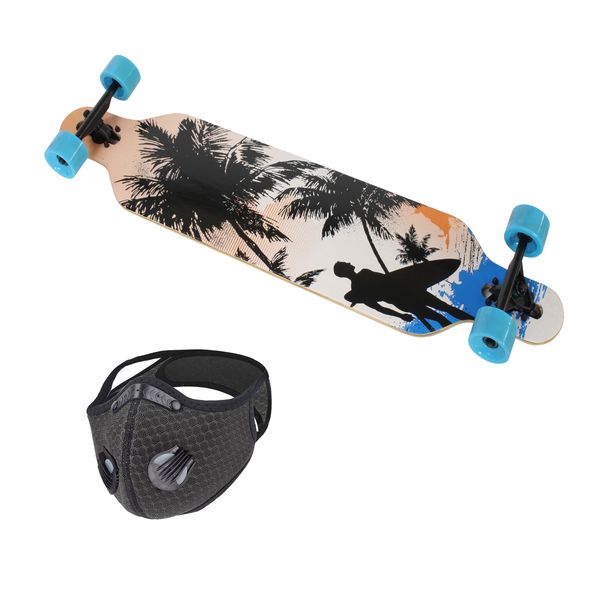 Skateboard 107x23.5cm Longboard &amp; Protective Sports Mask - Palm