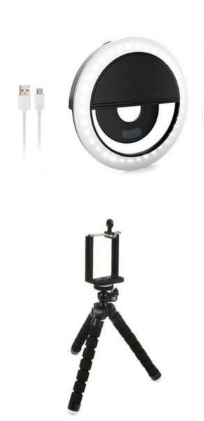 Smartphone LED Ring Light and Flexible Tripod Set - White