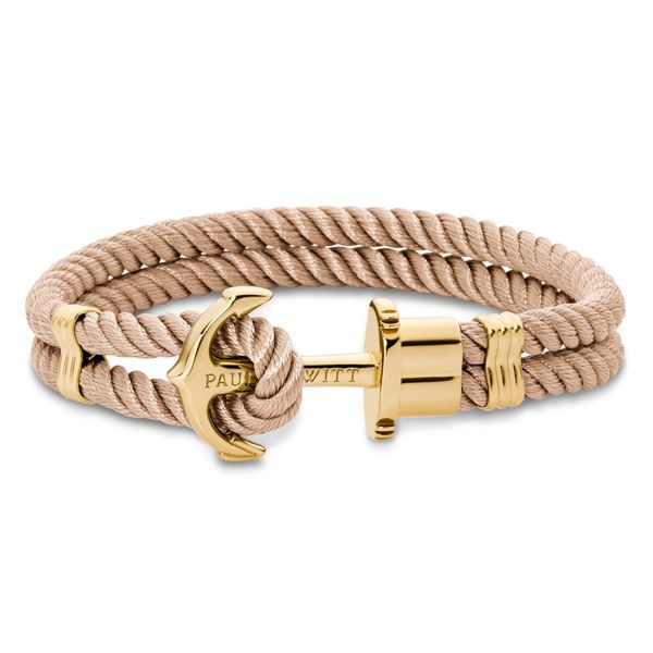 Paul Hewitt Women Phrep Anchor Bracelet Beige Polyester Gold Plated Clasp