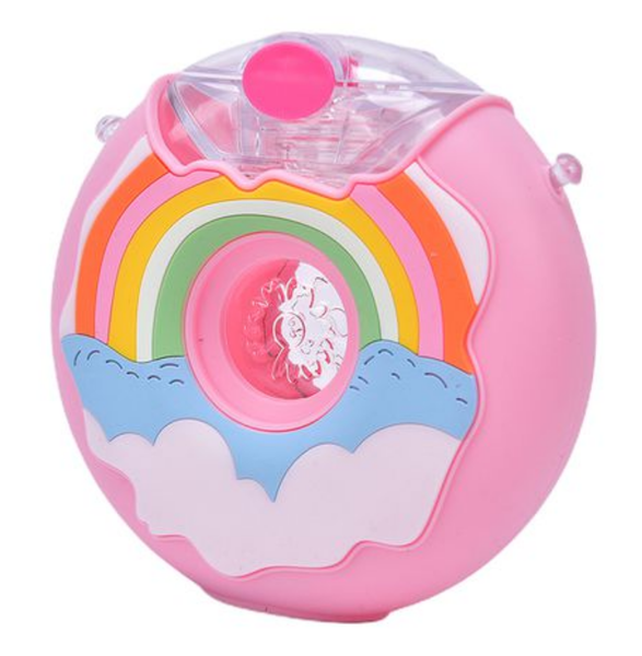 Donut Kids Water Bottle with Straw - Pink Rainbow