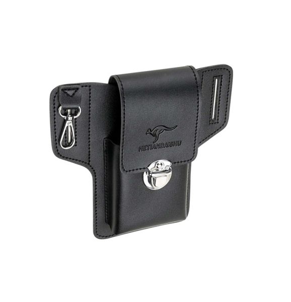 HETIANDAISHU Men's Leather Phone Belt Bag with Lock Closure - Black
