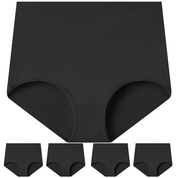 5 Pack Women Cotton Underwear High Waisted Full Coverage Ladies Panties