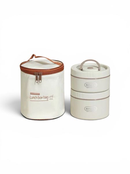 Portable Stainless Steel Lunch Box-Beige image