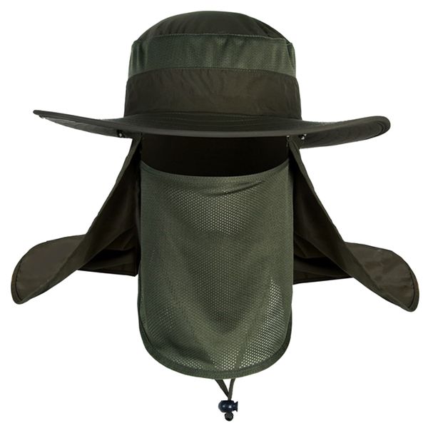 Bucket Hat Fishing Outdoor Sun Hat UPF50+ Mesh Wide Brim with FaceNeck Flap