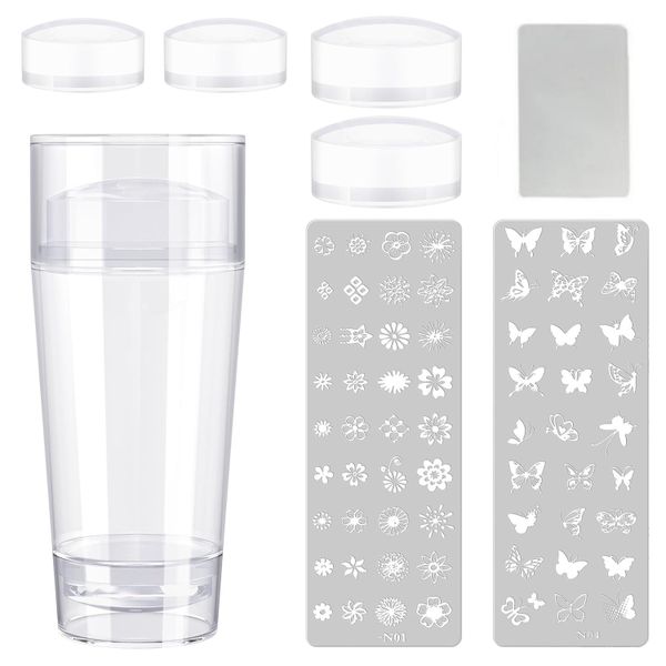 8 Pieces Nail Art Stamper Tool Scraper And DIY Art Nail Template Plate Set