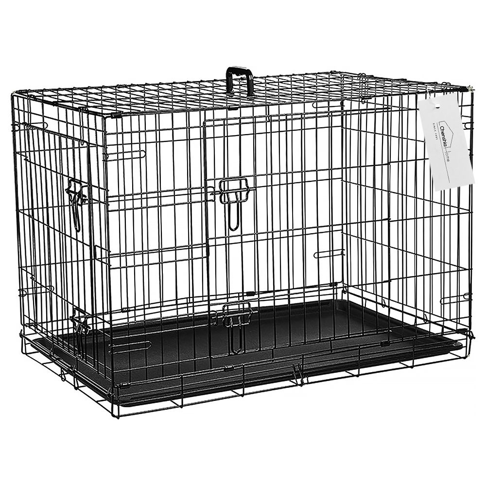 Newly Enhanced Double Door Folding Metal Cat Bird Dog Crate Wire Pet ...