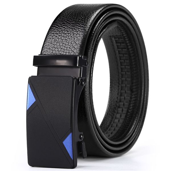 Blue Triangle Men Business Belt Fashion Automatic Buckle Holiday Gift Box