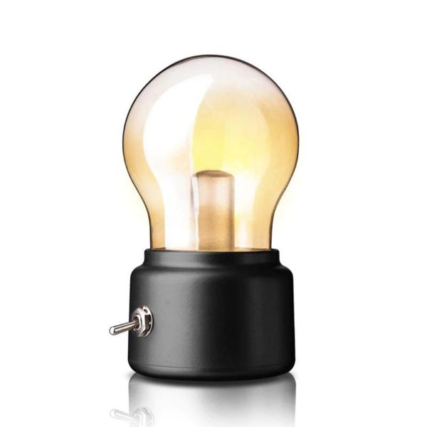 Vintage Bulb LED Night Light Retro USB 5V Battery Fixed Desk Lights Porta
