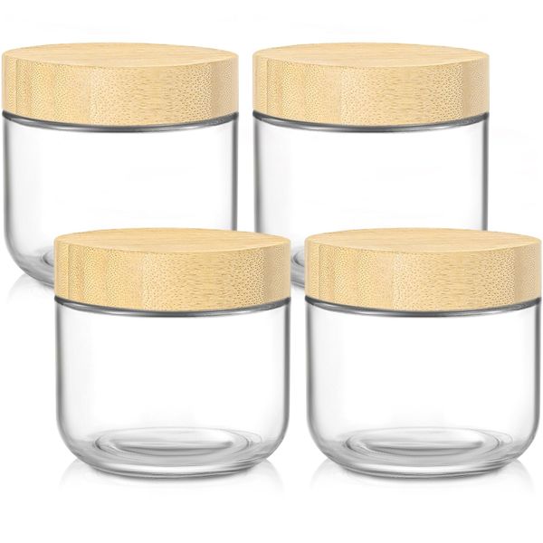 LUMISTAR 4 Pack Glass Storage Jars Airtight Lids Food Spices Snacks