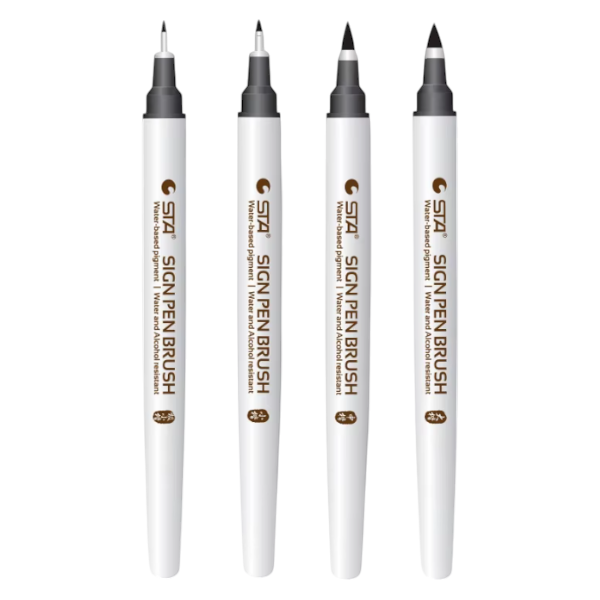 4-Piece Calligraphy Water-Bases Brush Pen Set - Black