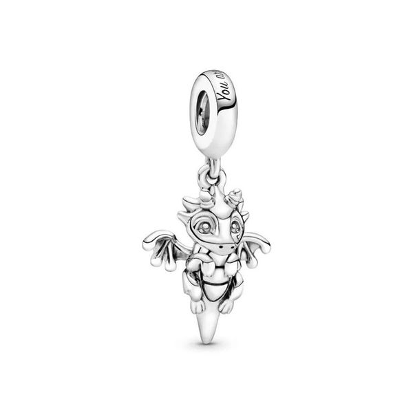 925 Sterling Cute Dragon Bracelet Charm / Pendant