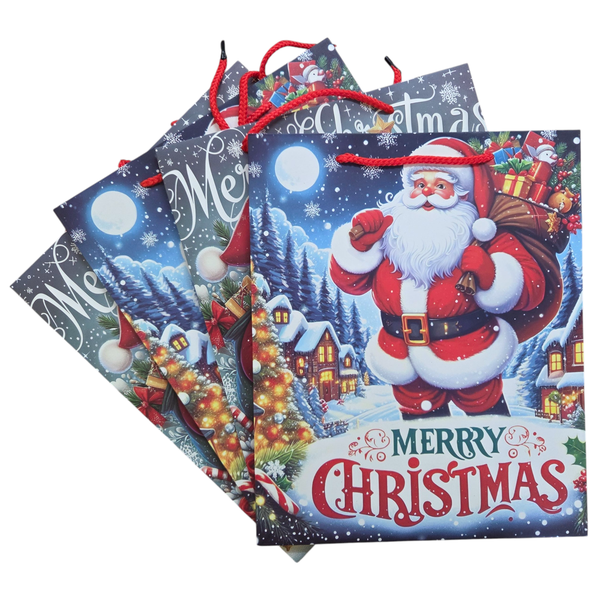 Santa's Winter Wonderland Gift Bag Set - 6 Bags and Tissue Paper
