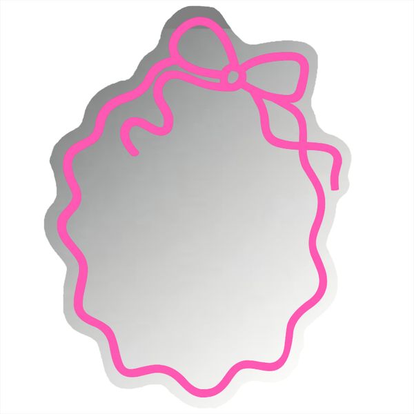 Bow Mirror Neon Signs for wall decor Pink Led Signs