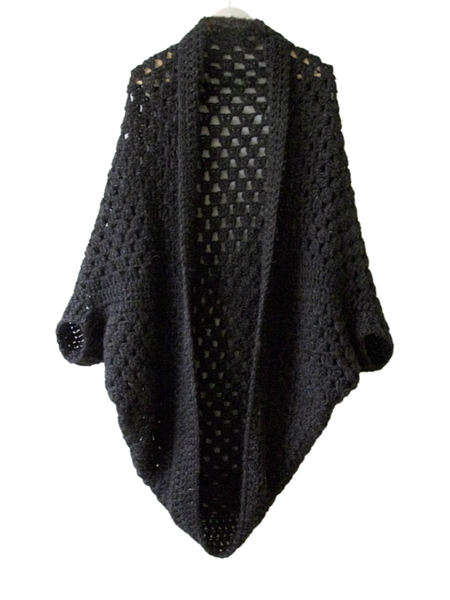 Crochet Cocoon Shawl - Black
