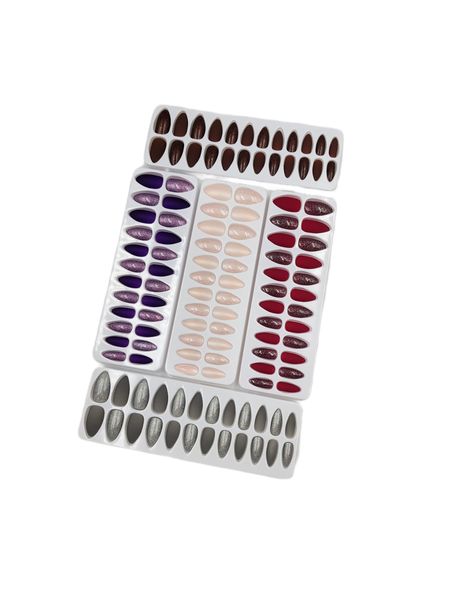 5 x 24 Artificial Nails Matte &amp; Glitter Multicolour Almond Shape Set 5