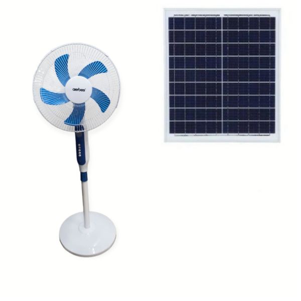 Aerbes Rechargeable Adjustable 16 Inch 20W Solar Panel Powered Fan 133CM