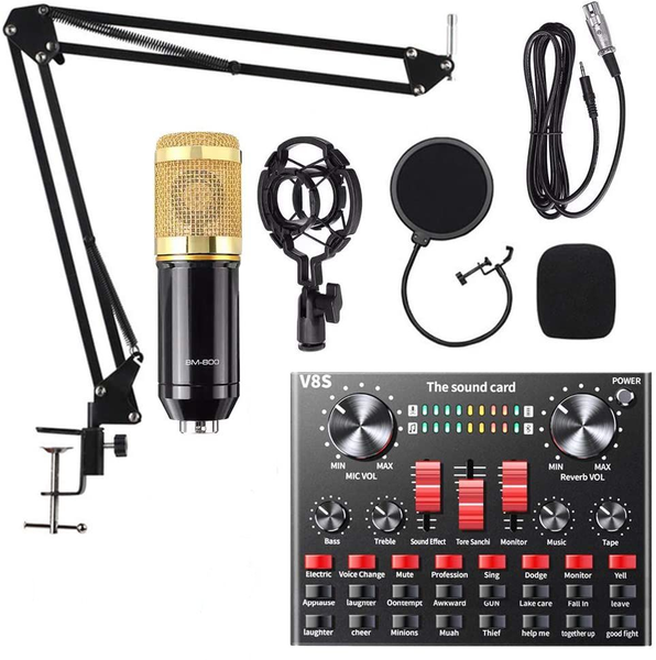 Legendary Professional Condenser Microphone With Karaoke Sound Card Set