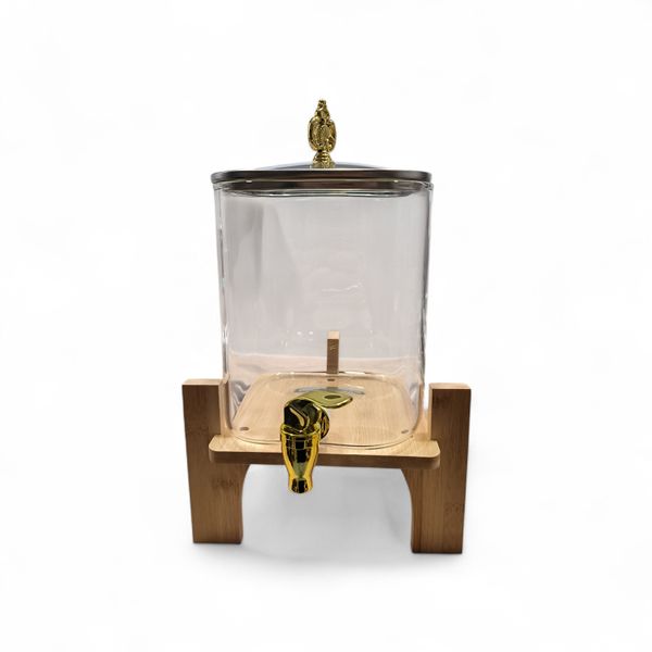 Glass 4.2L Drinks Dispenser With Tap and Wood Stan-D11-504