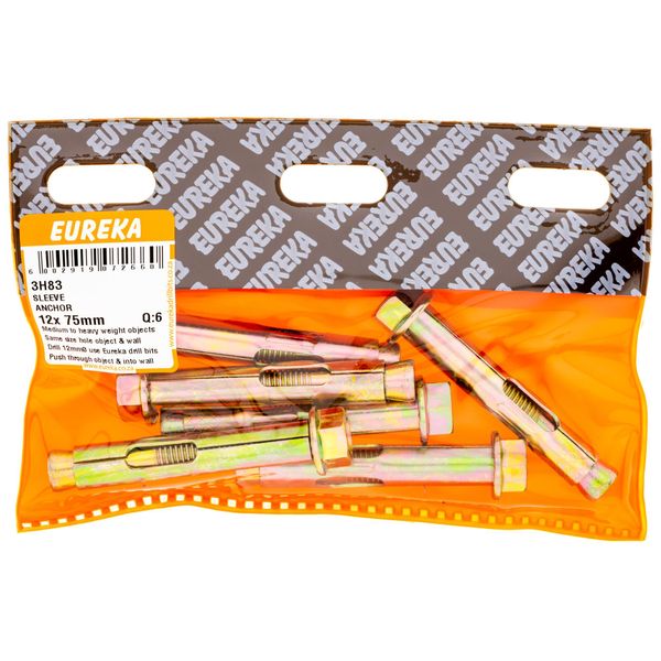 EUREKA Sleeve Anchors 12 x 75mm Q:6 3H83