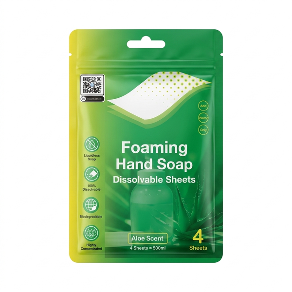 DissolveSheet Foaming Hand Soap Sheets - Aloe Scent | 4 Sheets makes 500ml