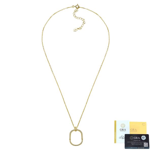 ZELTRYN Geometric Ring Buckle S92 Silver Moissanite Necklace