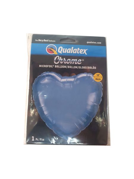 18 Inch Foil Heart Chrome Blue
