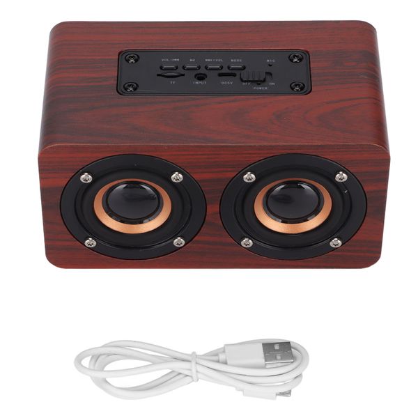Wooden Bluetooth Speaker Wireless Subwoofer AUX Stereo Brown Wood Grain