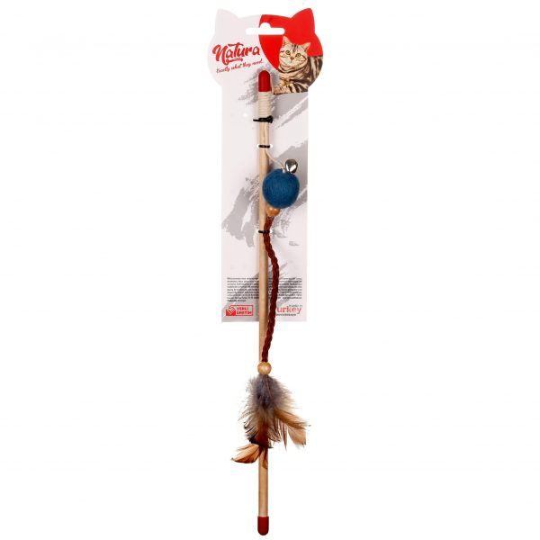 Natura Leather Tipped Ball Cat Fishing Rod Toy