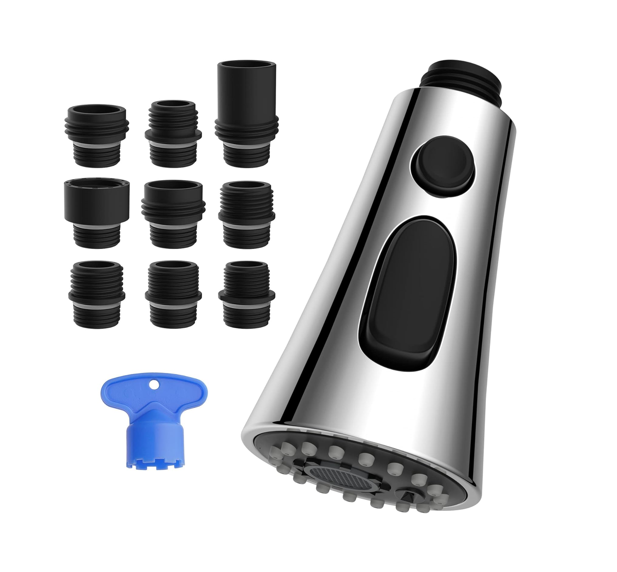 Kitchen Tap Head Replacement, Pull Down Kitchen Spray Head with 9 Adapters