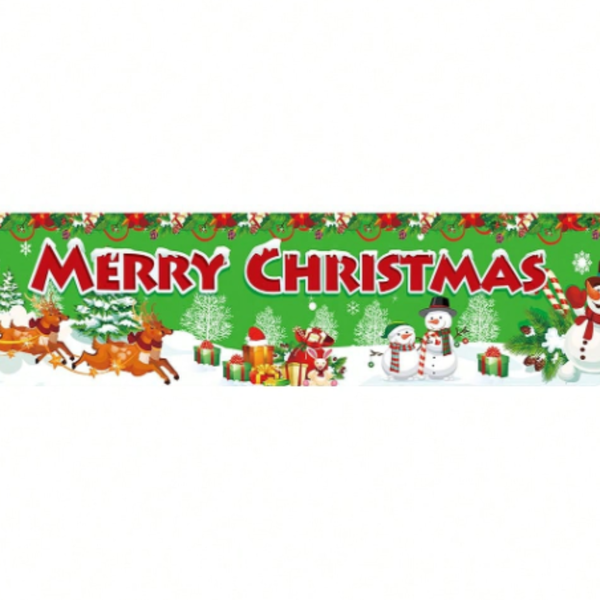 1Pc Merry Christmas Banner, Hanging Banner With Santa Claus